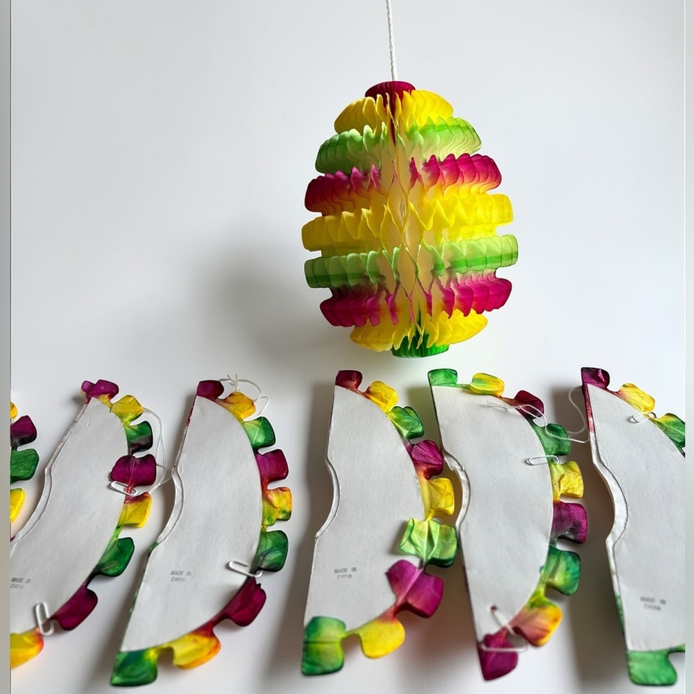 Vintage Easter Egg Honeycomb Decorations Set of 7